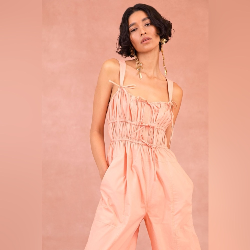 Ulla Johnson Tatum Cotton Sleeveless Jumpsuit in Peony